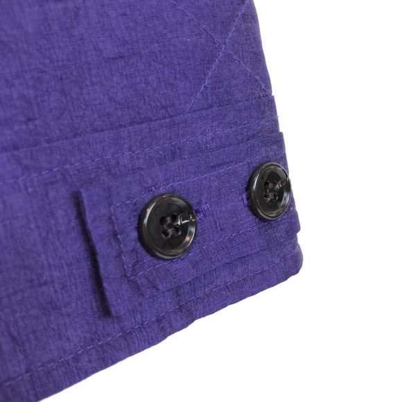 My Weekend Clothes Silk Quilted Buttondown Purple Vest w/ Zip Chest Pocket - Picture 4 of 5